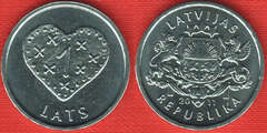  Latvija 1 lats 2011 "Širdelė" UNC 