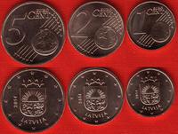  Latvija 3 mon.  rink. 1 - 5 cents 2014 UNC 