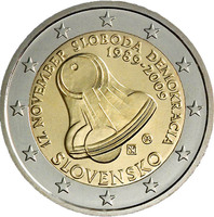  Slovakija 2 euro 2009 "Velvet Revolution" UNC 