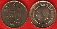  Turkija 1 kurus 2011 km#1239 UNC 