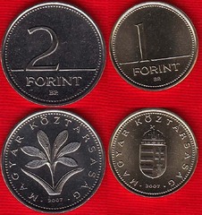  Vengrija 2 mon. rink. 1 - 2 forint 2007 UNC 