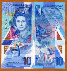  Rytu Karibu Valstyjos 10 Dollars 2019m. P-NEW UNC 