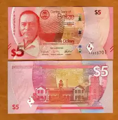  Belizas 5 Dollars 2025m. P-74 UNC 
