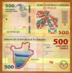  Burundis 500 Francs 2018(19)m. P-50 UNC 