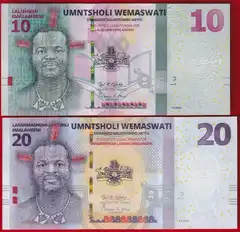  Esvatinis 2 bank. rink. 10-20 emalangeni 2024 UNC 