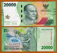  Indonezija 20000 Rupiah 2022m. P-w166 Unc 