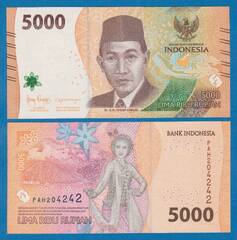  Indonezija 5000 Rupiah 2022m. P-w164 Unc 