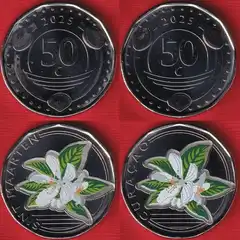  Karibų guld. 2 mon. rink. 50 cents 2025 Spalv. UNC 