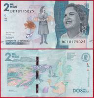  Kolumbija 2000 pesos 2018 P-458 UNC 