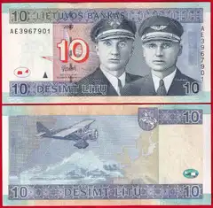  Lietuva 10 litų 2007 P-68 "Darius ir Girėnas" UNC 
