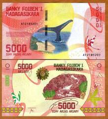  Madagaskaras 5000 Ariary 2017m. P-102 UNC 