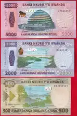  Ruanda 3 bank.rink.: 500-5000 francs 2019-2024 UNC 