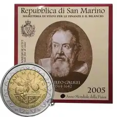  San Marinas 2 euro 2005 "Galileo Galilei" UNC 