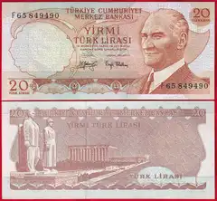 Turkija 20 lira 1970 P-187 "M.K. Ataturk" UNC 