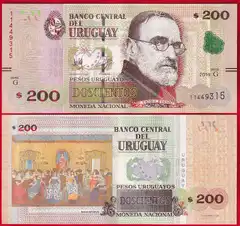  Urugvajus 200 pesos uruguayos 2019 P-96 UNC 