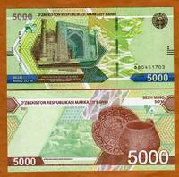  Uzbekija 5000 Sum 2021m. P-W88 UNC 