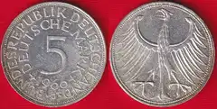  Vokietija 5 DEM 1966 J km#112 Ag 