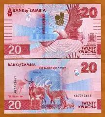  Zambija 20 Kwacha 2024m. P-new UNC 
