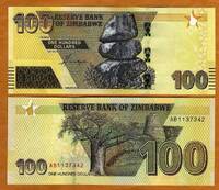  Zimbabve 100 Dollars 2020m. P-w106 Unc 