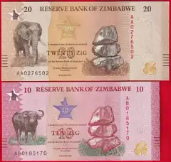  Zimbabvė 2 bank. rin. 10-20 zig 2026 P-115;116 UNC 