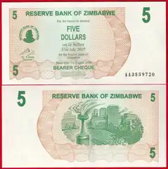  Zimbabvė 5 dollars 2007 (2006) P-38 UNC 