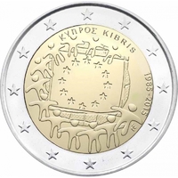  Kipras 2 euro 2015 "Flag - Vėliava" UNC 