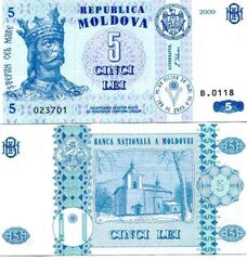  Moldova 5 Leu 2009m. P9f UNC 