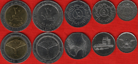  Jemenas 5 mon. rink. 1-20 rials 1993-2009 UNC 