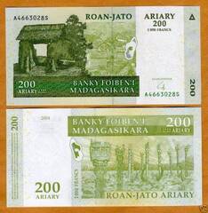  Madagaskaras 200 Ariary 2004m. P87 UNC 