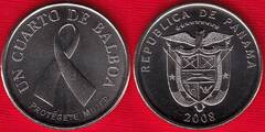  Panama 1/4 balboa 2008 "Breast Cancer" UNC 