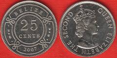  Belizas 25 cents 2007 km#36 "Elizabeth II" UNC 